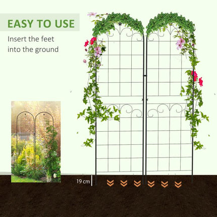 Metal Trellis Set of 2, Garden Trellis for Climbing Plants Support Frames, Floral Design