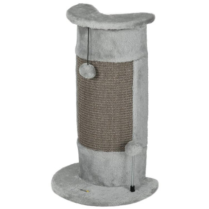 58cm Cat Scratching Post, with Covered Plush, Play Balls, for Corner Walls - Grey