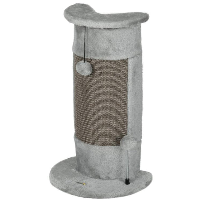 58cm Cat Scratching Post, with Covered Plush, Play Balls, for Corner Walls - Grey