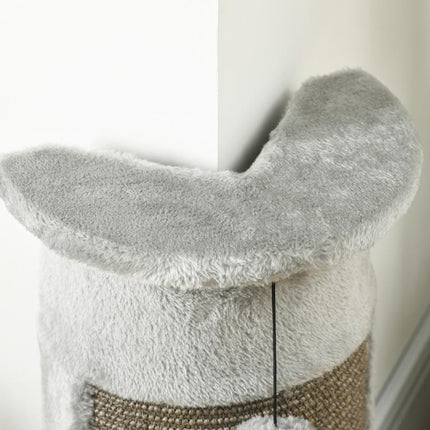 58cm Cat Scratching Post, with Covered Plush, Play Balls, for Corner Walls - Grey