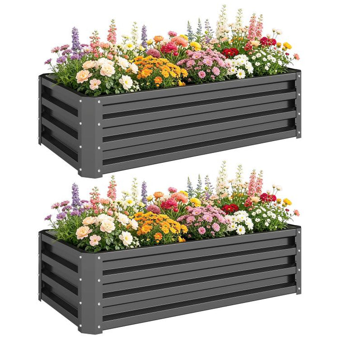 Set of Two 110 x 50cm Steel Planter Boxes - Dark Grey