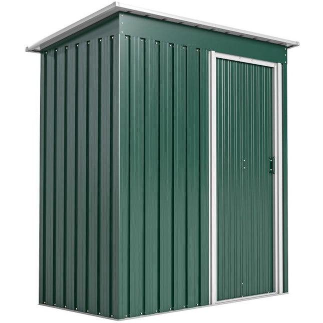 5 x 3ft Garden Storage Shed with Sliding Door and Sloped Roof Outdoor Equipment Tool, Green