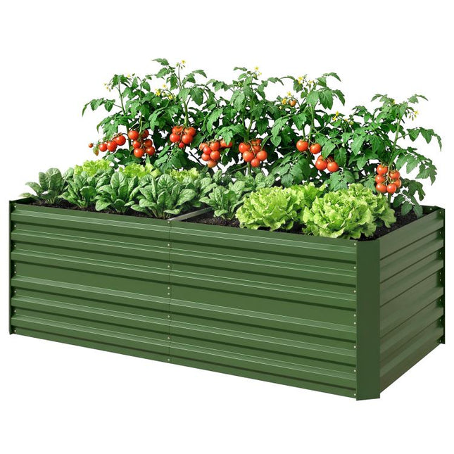 Raised Beds for Garden, Galvanised Steel Outdoor Planters with Multi-reinforced Rods, 180 x 90 x 59 cm, Green
