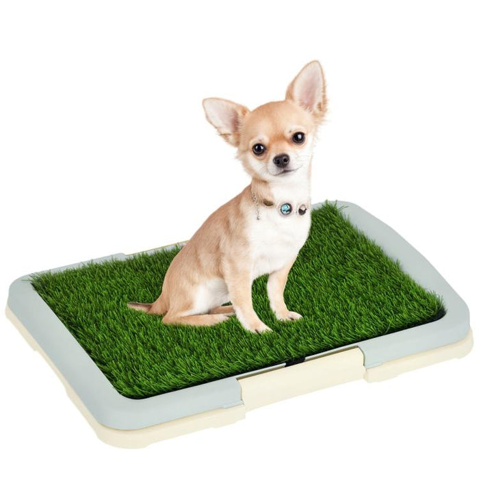 Puppy Training Pad, Indoor Portable Puppy Pad, with Artificial Grass, Grid, Panel, Tray, 46.5 x 34cm