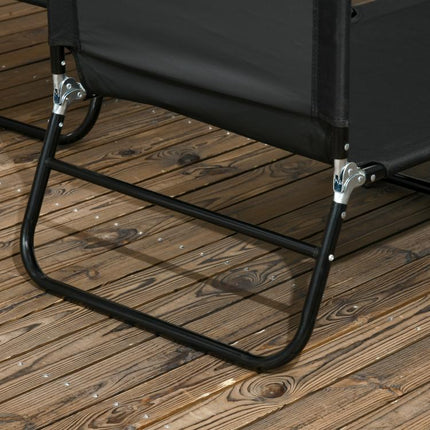 Set of Two Metal Frame Folding Sun Loungers - Black