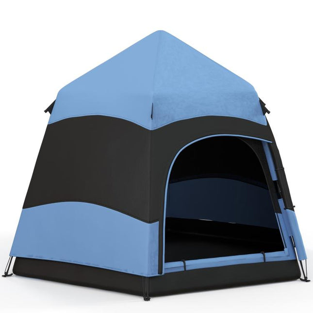 3 Man Instant Pop Up Tent with Rainfly, Portable Camping Shelter with Sewn-in Groundsheet, Carry Bag, Blue