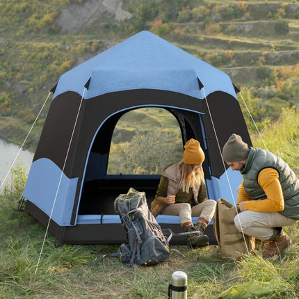 3 Man Instant Pop Up Tent with Rainfly, Portable Camping Shelter with Sewn-in Groundsheet, Carry Bag, Blue