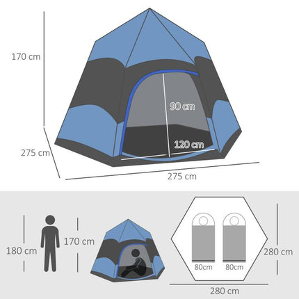 3 Man Instant Pop Up Tent with Rainfly, Portable Camping Shelter with Sewn-in Groundsheet, Carry Bag, Blue