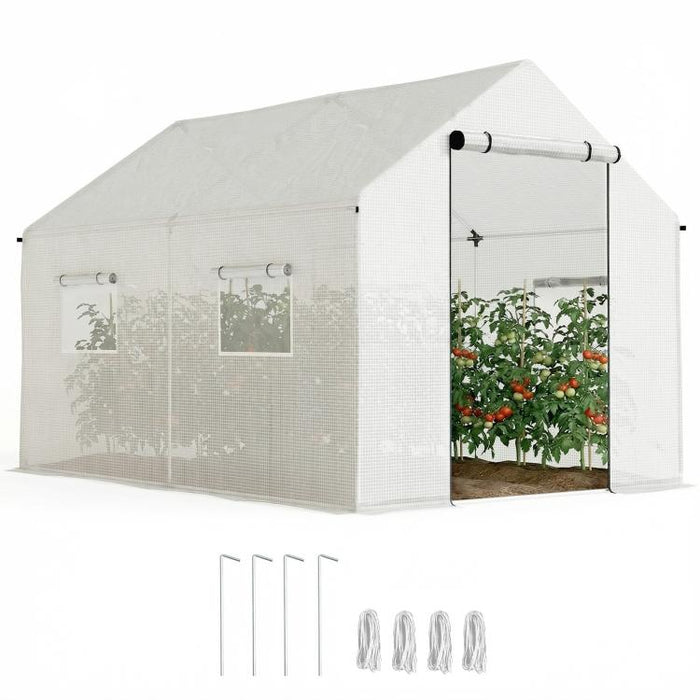 Polyethylene Walk-in Polytunnel Greenhouse, 2 x 3(m), White