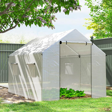 Polyethylene Walk-in Polytunnel Greenhouse, 2 x 3(m), White
