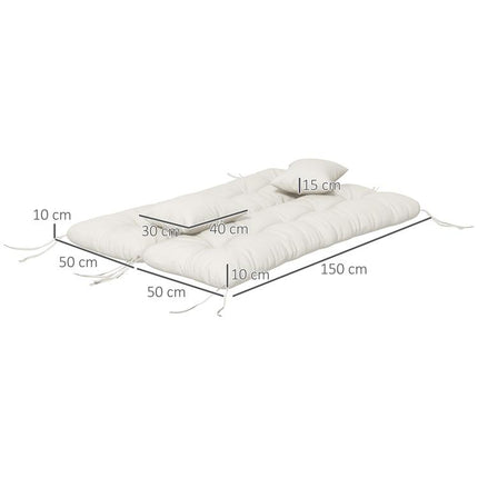 Back and Seat Cushion Replacement with 2 Pillows, Patio Chair Cushions Set with Ties, White