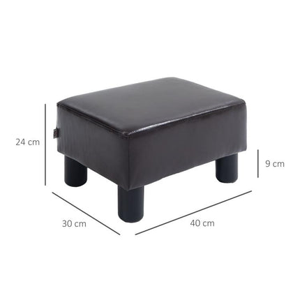 PU Leather Footstool Ottoman Cube with 4 Plastic Legs, Brown