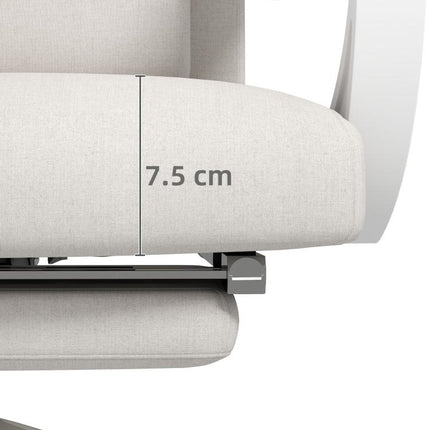 Linen-Look Office Chair, with 160 Degrees Reclining Back and Footrest - White