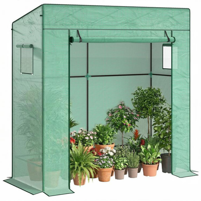 77 x 196cm Walk-In Greenhouse, with Accessories
