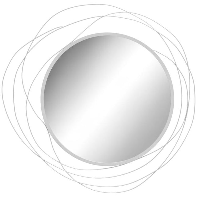 Metal Wall Art 65cm Modern Decorative Mirror Decor for Living Room Bedroom Dining Room, Silver
