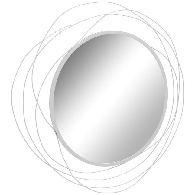 Metal Wall Art 65cm Modern Decorative Mirror Decor for Living Room Bedroom Dining Room, Silver