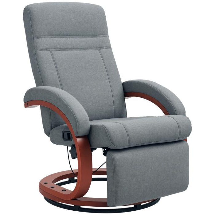 135 Degrees Manual Reclining Swivel Chair, with Footrest - Grey