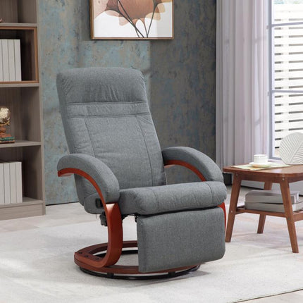 135 Degrees Manual Reclining Swivel Chair, with Footrest - Grey