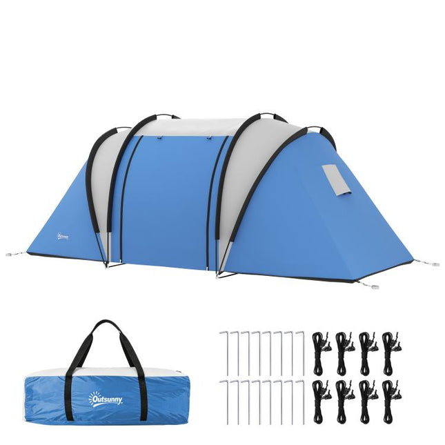 Two-Man Tent, with Bedrooms, Living Room and Canopy - Blue