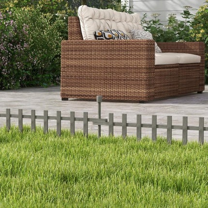 4PCs Wooden Garden Fencing Landscape Edging, Grey