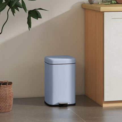 20L Modern Boxy Metal Home Kitchen Bin - Light Blue