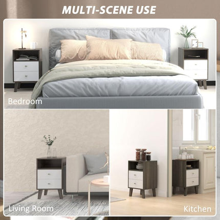 Industrial-Scandinavian Mix Bedside Table, with Drawers and Shelf