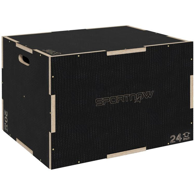 Multi-Faceted Jump Box, Wooden Step Up Box, for Home, Gym, Exercise, 41/51/61cm - Black