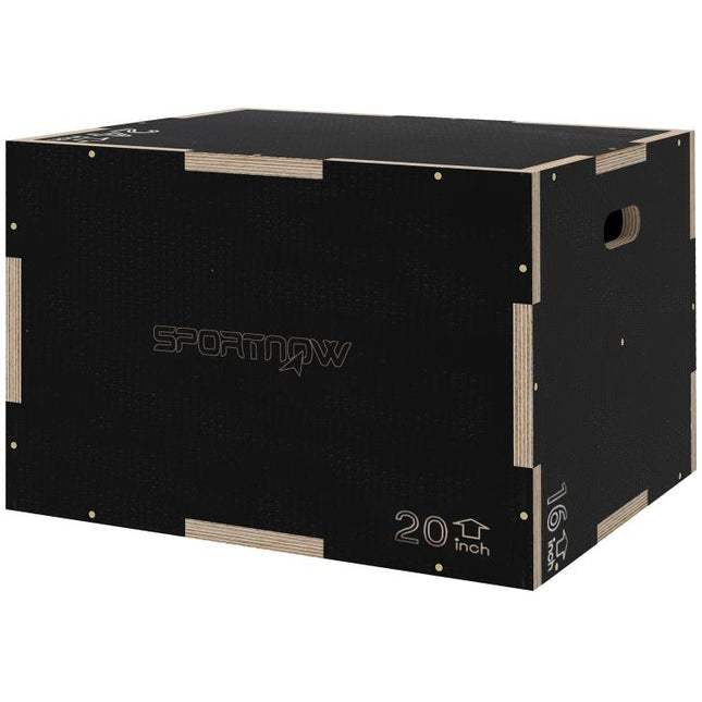 Multi-Faceted Jump Box, Wooden Step Up Box, for Home, Gym, Exercise, 41/51/61cm - Black