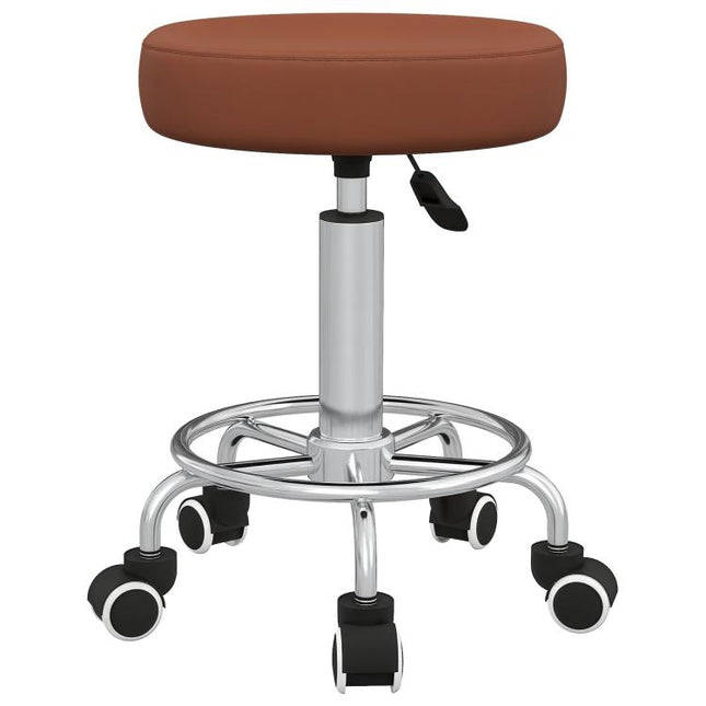 PU Leather Rolling Stool, Height Adjustable Stool Chair with Wheels for Salon, Massage, Spa, Brown