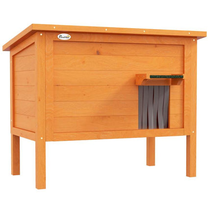 Feral Cat House, Wooden Insulated with Removable Floor, Water-Resistant Openable Roof - Orange