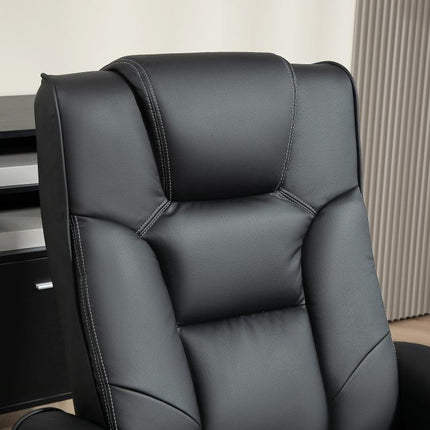 Faux Leather Manual Recliner and Footstool Set - Black