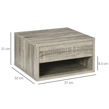 Floating Bedside Tables Set of 2, Wall Mounted Nightstand, Brown Wood-Effect