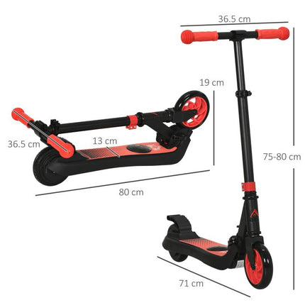 Folding Electric Scooter with Brake, for Ages 6+ Years, 8km/h Maximum Speed, Red
