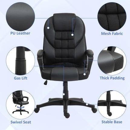 Faux Leather Office Chair - Black