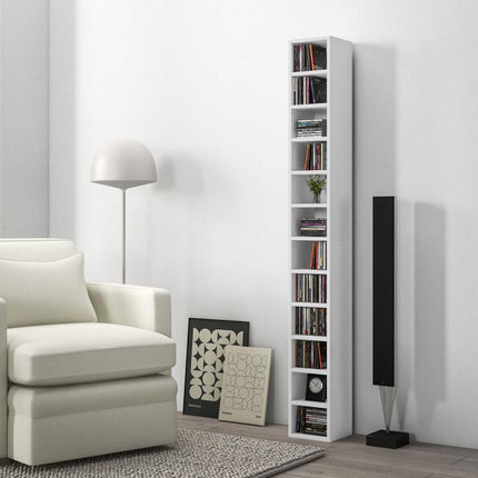 204 CD Tall Narrow Media Storage Tower - White