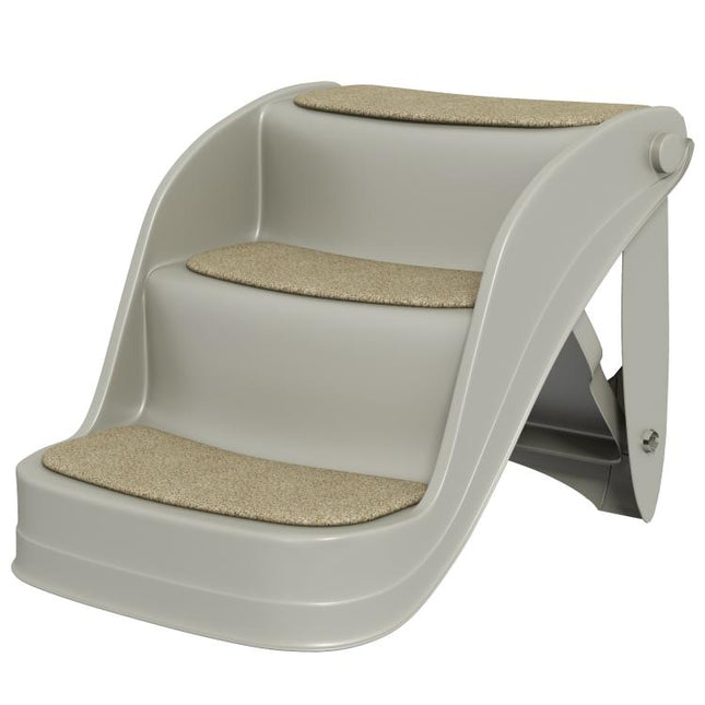 Foldable Pet Stairs 3 Steps with Non-slip Mats for Small Dogs, Grey