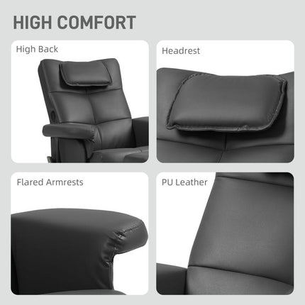 Faux Leather Massage Recliner Chair, with Storage Ottoman - Black