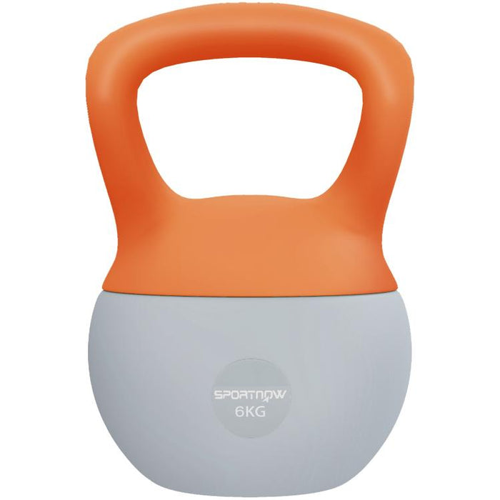 6KG Soft Kettlebell with Non-Slip Handle, for Home Gym, Weight Lifting, Strength Training, Orange/Grey