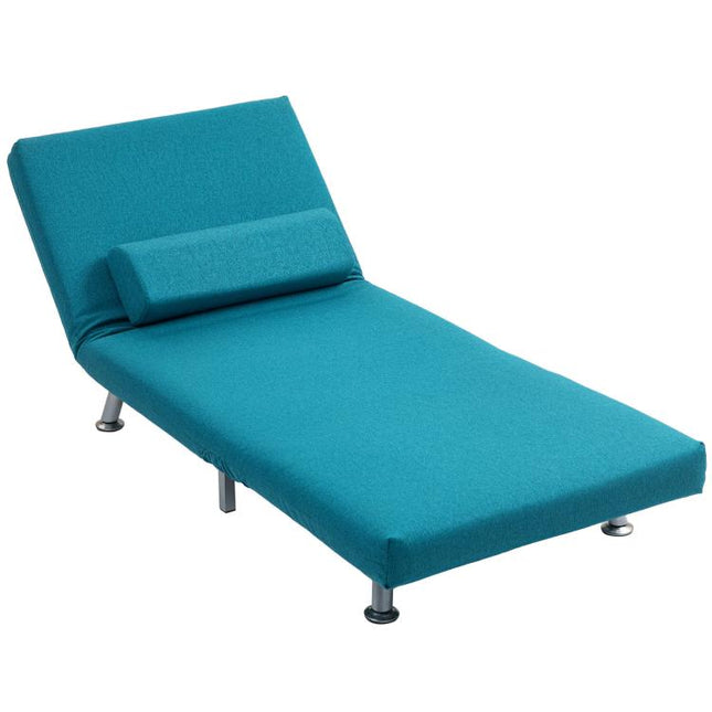 Single Linen-Feel Sleeper Chair - Dark Blue