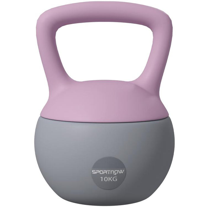 10KG Soft Kettlebell, Kettlebell with Non-Slip Handle for Home Gym, Weight Lifting, Strength Training, Purple/Grey