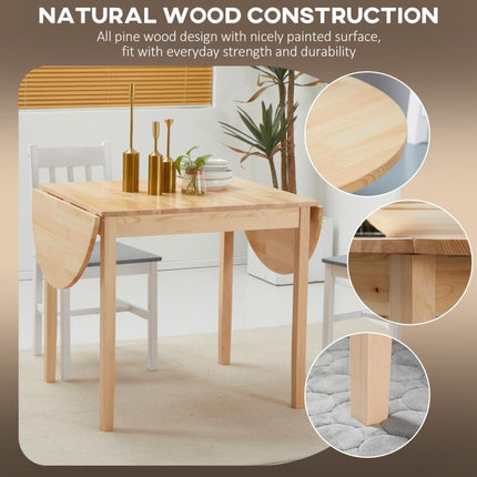 4-6 Person Wooden Drop-Leaf Table - Natural Finish
