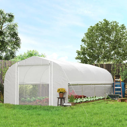 19.5 x 9.8ft Tunnel Greenhouse, with Accessories - White