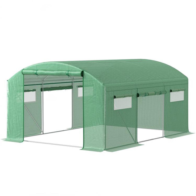 13 x 9.8ft Walk-In Polytunnel Greenhouse - Green