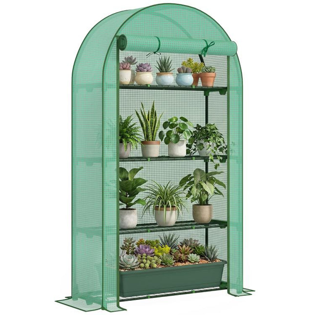 Four Shelf Mini Greenhouse - Green