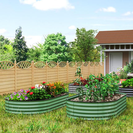 Set of Two 181 x 93cm Steel Planters - Green