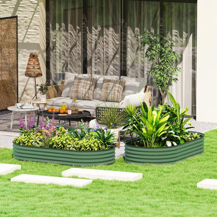 Set of Two 181 x 93cm Steel Planters - Green