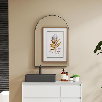 60 x 90cm Arched Home Mirror - Black