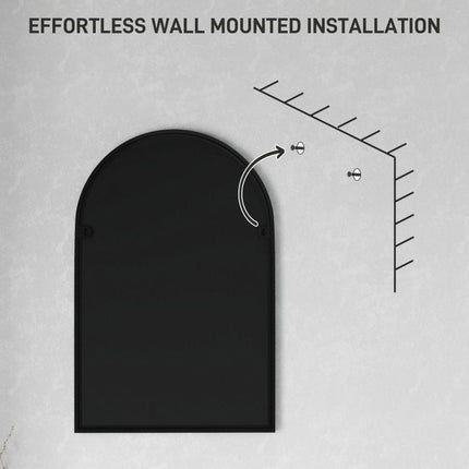 60 x 90cm Arched Home Mirror - Black