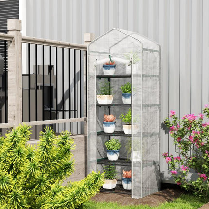 193cm Five Shelf Mini Greenhouse - White