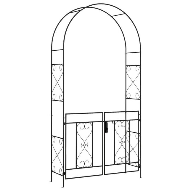 Decorative Garden Arch, with Gate - Black